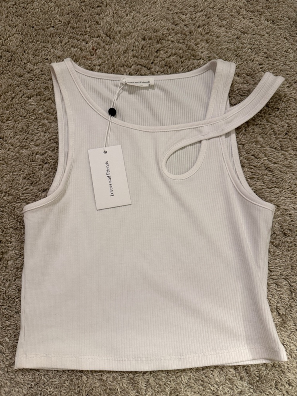 Lovers + Friends Ivory Asymmetric Ribbed Tank